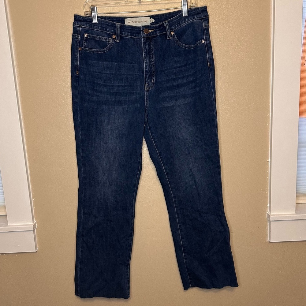 Soft Surroundings Blue Raw Hem Ankle Jeans Size 12